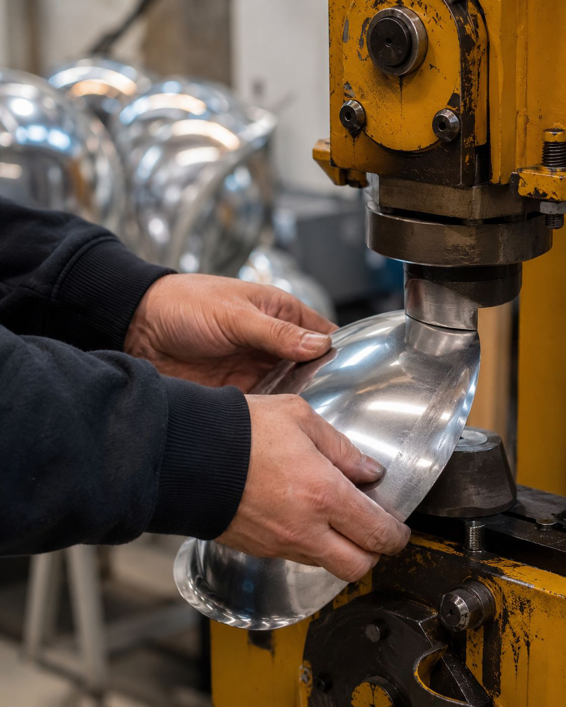 RVS plaatmateriaal wordt gevormd voor een maatwerk urn