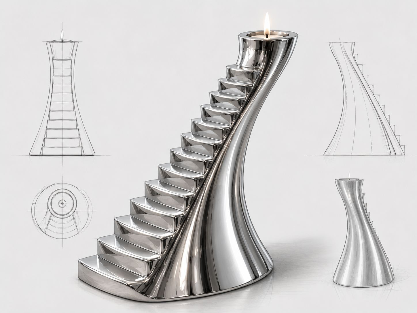 Schets en ontwerp voor een exclusieve RVS urn op maat